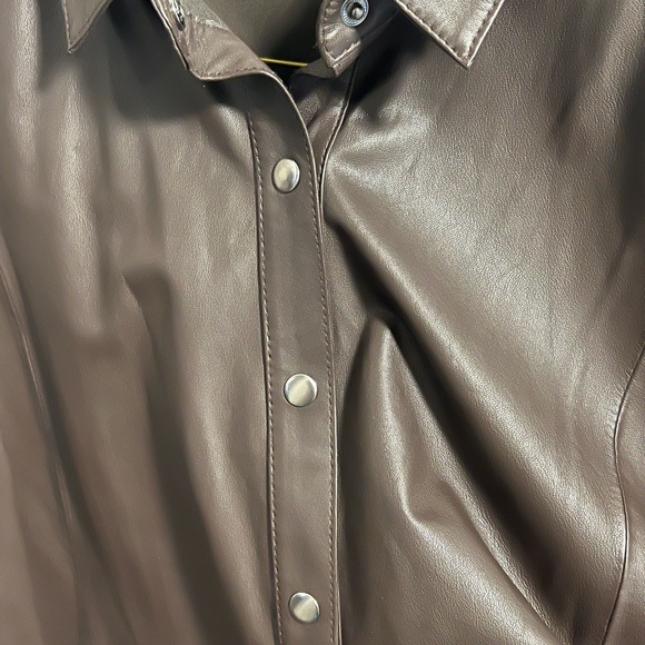 Karen by Smonsen Brown Leather Shirt with snap closures - Picture 5 of 12